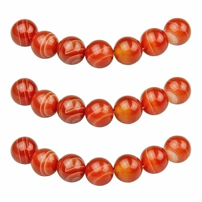 Abbildung von MJDCB Perlen zum Auffädeln 8mm 45 stück Rot Gestreifter Achat Halbedelsteine mit Loch Natürliche Lose Runde Steinperlen für Herstellung Schmuck Armbänder Halsketten