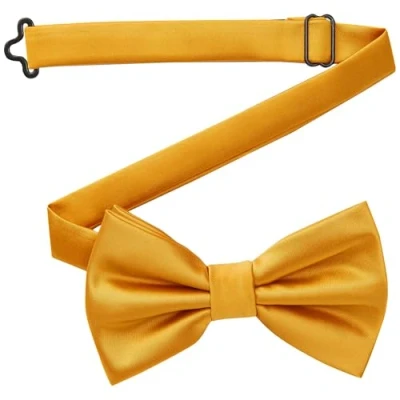 Abbildung von DonDon Fliege Herren handgefertigt Seiden Look 12 x 6 cm Pastellgelb