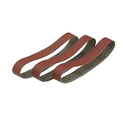 Abbildung von DeWalt Schleifbänder DT3352 (zum Einsatz auf stationären Schleif / Abziehgeräten, zum Schleifen von Metall, Holz, Lack und Keramik, 100er Körnung, 45 x 715 mm, hochfestes Gewebe der Klasse X), 3 Stück