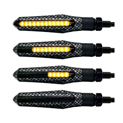 Abbildung von Simda Pro Motorrad Blinker LED Lauflicht Schwarz Carbon Design E mark Miniblinker Universal Sequentiell Laufeffekt Quad ATV Roler Lauflichtblinker Wasserprüf IP67