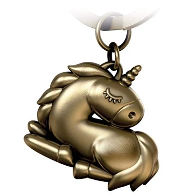 Abbildung von FABACH Einhorn Schlüsselanhänger Sleepy Schlafendes Glücksbringer für Damen in Bronze Unicorn Anhänger als Geschenk beste Freundin, Partnerin