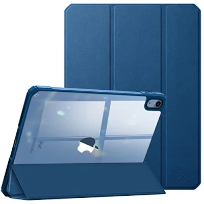 Abbildung von Fintie Hybrid Hülle für iPad 10. Generation 2022, 10.9 Ultradünn Schutzhülle mit transparenter Rückseite Abdeckung Cover Auto Schlaf/Wach, Blau