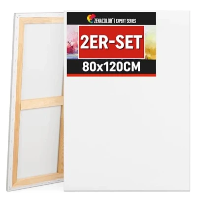Abbildung von Zenacolor Leinwand Zum Bemalen 80x120 Set aus 2 Canvas Geeignet für alle Arten von Farben auf Leinwänden