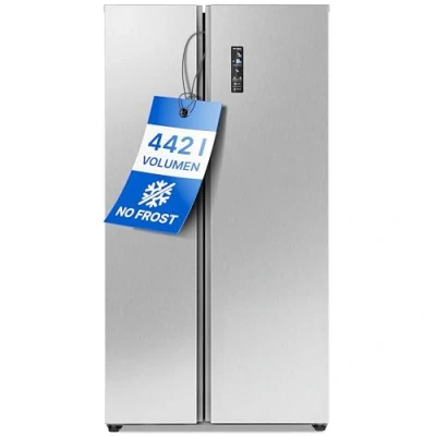 Abbildung von Bomann® Side by Kühl Gefrierkombination No Frost 442L Inhalt Kühlschrank mit Gefrierfach MultiAirflow Technologie Verbrauch 287 kWh/Jahr SBS 7344 inox