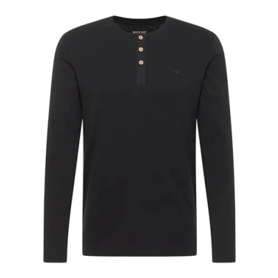 Abbildung von MUSTANG Herren Langarmshirt ARMINTO Slim Fit S 6XL Blau Schwarz Baumwolle, Größe:S, Farbe:Black 4142