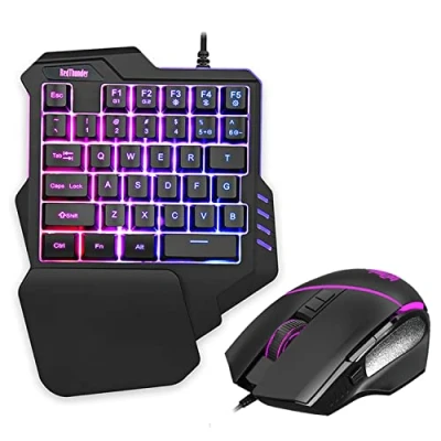 Abbildung von RedThunder Einhand Gaming Tastatur und Maus Set, Combo mit RGB Hinterleuchtet, Ergonomische Mini 35 Tasten, Optische 6400 DPI für PC PS5 Gamer
