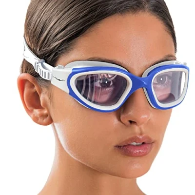 Abbildung von AqtivAqua Photokromatische Schwimmbrille Herren Damen Schwimmbrillen Erwachsene Kinder DX H (Blau weiß, Fotochromatische)