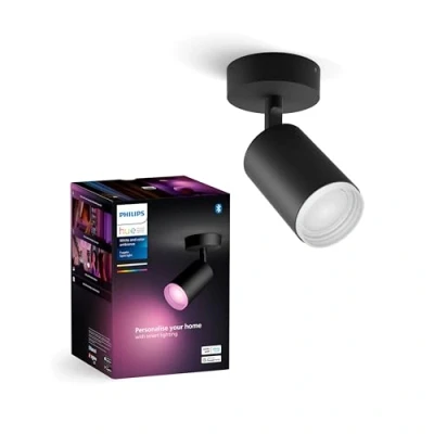 Abbildung von Philips Hue White &amp; Color Ambiance Fugato 1er Spot, schwarz 1x350lm, dimmbar, 16 Mio. Farben, steuerbar via App, kompatibel mit Amazon Alexa (Echo, Echo Dot), neue Generation
