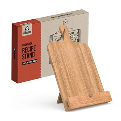 Abbildung von Chef Pomodoro Kochbuchhalter Leseständer aus Akazienholz Buchständer Holz Dekorativer Bücherständer 23,8 x 36,8 cm (B L) Buchhalter Buch Ständer Auch geeignet für Tablets