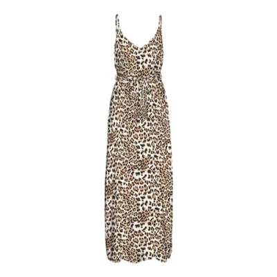Abbildung von VERO MODA Damen Vmeasy Joy Slit Maxi V Neck Dress WVN Ga Maxikleid, Tan/AOP:Leo, XS