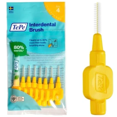 Abbildung von TePe Interdentalbürste Gelb ISO Größe 4 (0,7 mm) / Für eine einfache und gründliche Reinigung der Zahnzwischenräume 1 x 8 Interdentalbürsten