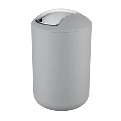 Abbildung von WENKO Kosmetikeimer Mod. Brasil L, 6,5 Liter Bad Mülleimer mit Schwingdeckel, aus bruchsicherem Kunststoff, BPA frei, Grau