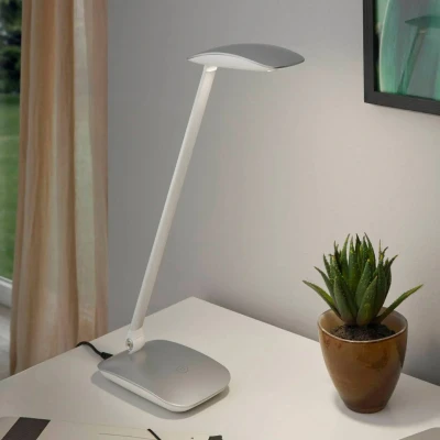 Abbildung von EGLO LED Tischlampe Cajero, 1 flammige Tischleuchte mit Touch, dimmbar, USB Lampe, Schreibtischlampe, Minimalismus aus hochwertigem Kunststoff, Bürolampe in Silber