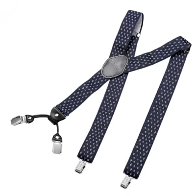 Abbildung von DonDon Hosenträger Herren breit 3,5 cm mit 4 Clips extra stark in Y Form elastisch und längenverstellbar, Rauten Blau Weiß