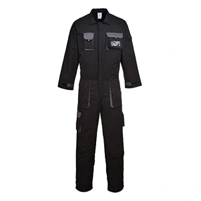 Abbildung von Portwest Texo Kontrast Overall, Größe: XL, Farbe: Schwarz, TX15BKRXL