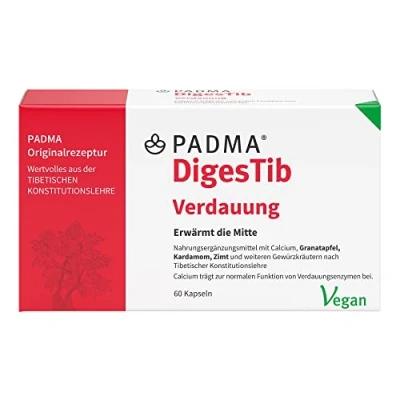 Abbildung von PADMA DigesTib Tibetische Verdauungs Rezeptur Se &#039;bru 5 mit Granatapfel, naturbelassenen Kräutern &amp; Calcium. Dieses trägt zur normalen Funktion von Verdauungsenzymen bei. 33 g