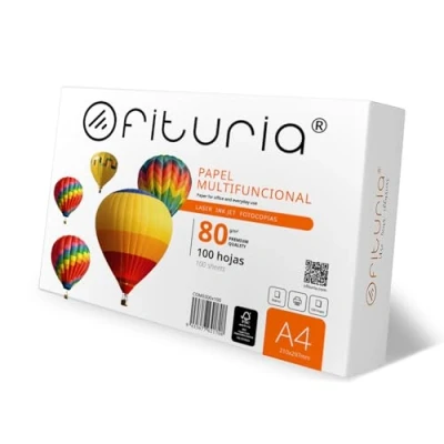 Abbildung von Blätter A4, Universalpapier für Drucker und Kopierer, Weißes A4 Papier Arbeitsumgebungen den Hausgebrauch, DIN 80g/m², Paket mit Blättern Ofituria (100 Blatt)