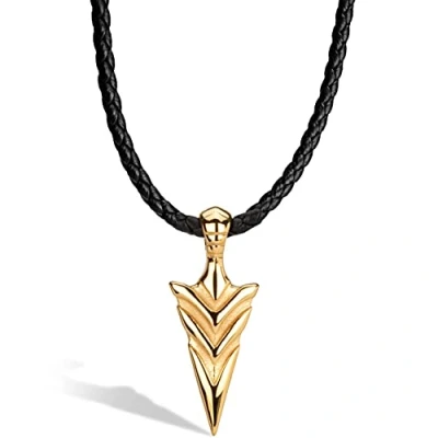 Abbildung von SERASAR Lederkette Herren Leder Halskette mit Anhänger 50cm Gold Lederband Kette Schmuck Schachtel für Männer Echtleder Geschenk Leather Necklace Men Jewelry Band