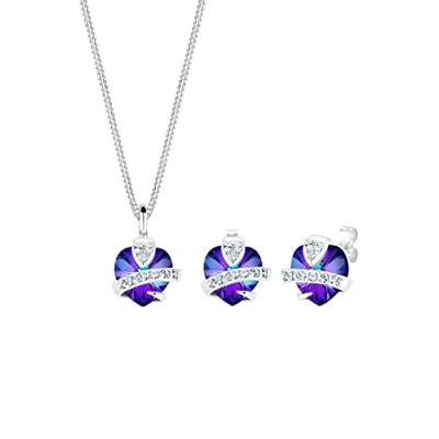 Abbildung von Elli Schmuckset Damen Herz Motiv Edel mit Kristalle aus 925 Sterling Silber