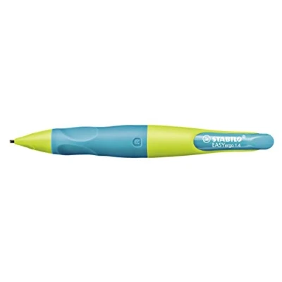 Abbildung von Ergonomischer Druck Bleistift für Rechtshänder STABILO EASYergo 1.4 in neonlimonengrün/aquamarin inkl. 3 dünner Minen Härtegrad HB