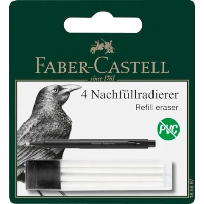 Abbildung von Faber Castell 185697 Ersatzradierer Precision Eraser Pen, 4 Nachfüllradierer für Radiergummi Stift