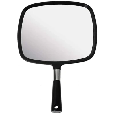 Abbildung von Mirrorvana Großer Handspiegel Friseur mit Griff, Friseurspiegel Rechteckig, Spiegel Hand Held Mirror with Handle (Schwarz)