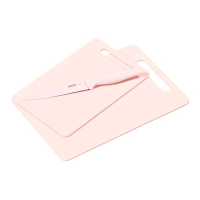 Abbildung von KESPER Schneidebretter Set inkl. Messer, Material: Kunststoff (PE), Maße Bretter: 29 x 19,5 0,5 cm, 24 15 Farbe: Rosé 30492