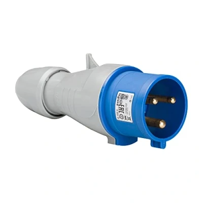 Abbildung von LEGRAND, CEE 32A Stecker, blau 3 polig (2P+PE), 6h (230V/32A), Schutzart IP44, IK09, 090107