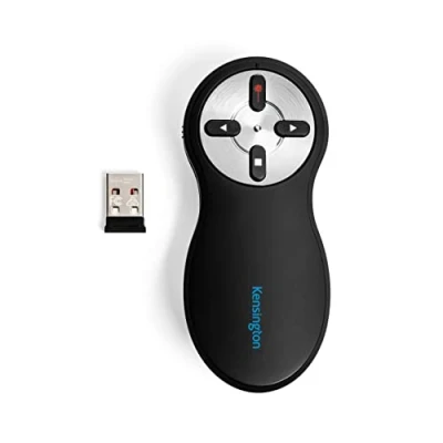 Abbildung von Kensington kabelloser Presenter mit rotem Laser, 2.4Ghz USB Presenter, Roter Laserpointer, für PC und Mac, Fernbedienung &amp; Steuerung PowerPoint KeyNote, 20 m Reichweite, Schwarz, 33374EU