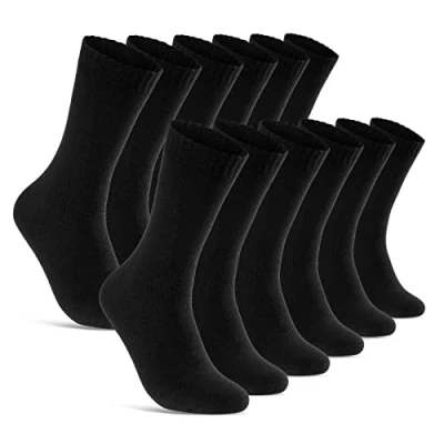 Abbildung von 6 12 24 Paar THERMO Socken Damen &amp; Herren Vollfrottee Wintersocken Schwarz Baumwolle (39 42, schwarz)