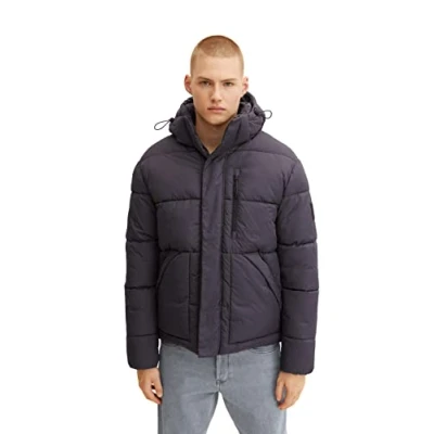 Abbildung von TOM TAILOR Denim Herren Puffer Jacke mit abnehmbarer Kapuze 1032434, 29476 Coal Grey, XL