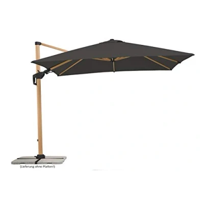 Abbildung von Schneider Sonnenschirm Rhodos Twist Woody, anthrazit, 300 x cm quadratisch, 729 15, Gestell Alu/Stahl, Bespannung Polyester, 25.7 kg