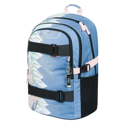 Abbildung von Baagl Schulrucksack für Mädchen Teenager Skateboard Rucksack Kinderrucksack mit Laptopfach und Brustgurt Schule (Skate Moon)