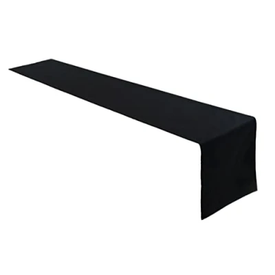 Abbildung von Lemos Home Hochwertiger Tischläufer Tischwäsche aus 100% Baumwolle Kollektion Konzept, Farbe &amp; Größe wählbar (Tischläufer 40x200cm, Schwarz)