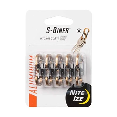 Abbildung von NiteIze LSBMA 29BG 5R7 S Biner MicroLock, Verriegelungsschlüsselhalter, Aluminium, 5er Pack, Coyote