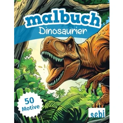 Abbildung von Malbuch Dinosaurier 50 urzeitliche Motive zum Ausmalen für Kinder und Erwachsene, perfektes Geschenk Jungen Mädchen