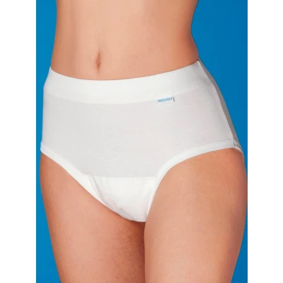 Abbildung von MEDISET made by modellia Inkontinez Slip für Damen bei leichter mittlerer Inkontinenz mit eingearbeiteter Saugeinlage ca. 250ml und spezial Beschichtung, Gr. 50/52, weiss