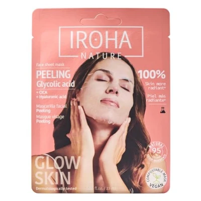 Abbildung von Iroha Nature Peeling Gesichtsmaske mit Glykolsäure Hautperfektionierer für ein strahlendes und perfektes Gesicht Sofortige Regeneration in nur 15 Minuten Clean Beauty 100% vegan