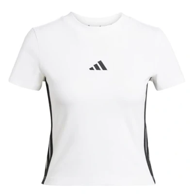Abbildung von adidas Sportswear Essentials 3 Stripes SLIM Tshirt basic, Damen, Größe: XL, White/black