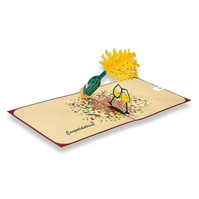 Abbildung von paperdora® 3D Pop Up Karte „Glückwünsche“ mit Umschlag und Wachssiegel Glückwunschkarte Grußkarte Geschenkkarte Geschenk Gutschein
