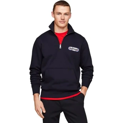 Abbildung von Tommy Hilfiger Track Graphic HALF ZIP Sweatshirt, Herren, Größe: Small, Desert sky