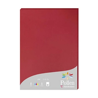 Abbildung von Clairefontaine 24212C Packung mit 25 Karten Pollen 210g, DIN A4, 21 x 29,7cm, Kirschrot