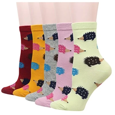 Abbildung von Cansok Damen Crew Neuheit Tier Igel Socken Geschenk Baumwolle anziehen Wadensocken Packung mit 5