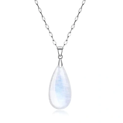 Abbildung von COAI Geschenkideen Damen 925 Sterling Silber Halskette Ankerkette mit Wassertropfen Anhänger aus Mondstein