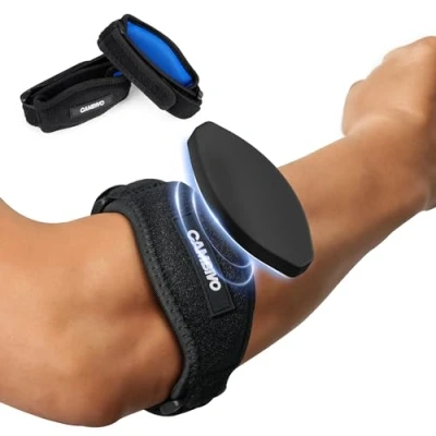 Abbildung von CAMBIVO Ellenbogen Bandage Herren Damen x2, Sportbandage geeignet Arthritis, Sehnenentzündung, Elastische Tennisarm und Golferarm Manschette mit Kompressionspolster für Sport, Fitness, Tennis