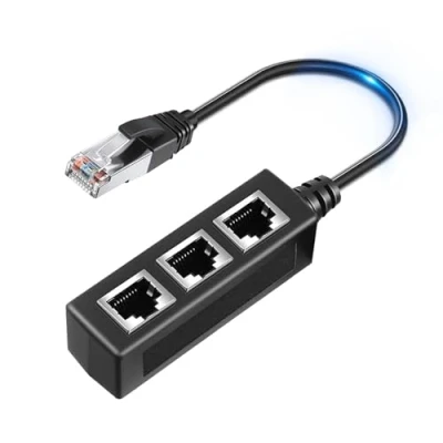 Abbildung von Ethernet Splitter RJ45 Extender Kabel 1 Stecker auf 3 Buchse Internet Connector Netzwerk Port Verlängerung Adapter LAN Divider für Cat5/Cat5e/ Cat6/Cat7 (nur ein Gerät funktioniert gleichzeitig)