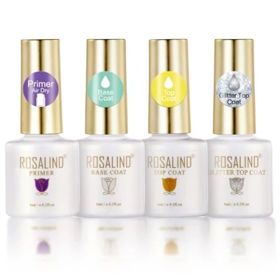 Abbildung von ROSALIND UV Nagellack Base Coat Top und Primer Glitzer Set,Shellac Soak Off LED Gel Unterlack Überlack Nägel Gellack Nageldesign Maniküre Set Polish