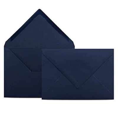 Abbildung von 50 Briefumschläge DIN C6 Dunkelblau Blau 11,4 x 16,2 cm Kuverts mit 80 g/m² Nassklebung spitze Klappe Umschläge ohne Fenster Colours 4 you