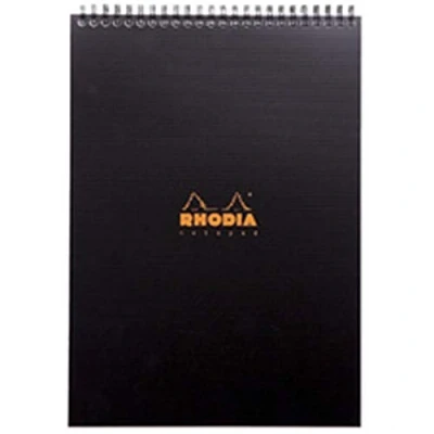 Abbildung von Rhodia 19920C Spiralblock / Notizblock Rhodiactive Notepad DIN A4 21x29,7 cm, 80 Blatt kariert 90g, abtrennbar und mikroperforiert, 1 Innentasche zum Ablegen von Dokumenten, Schwarz, Stück