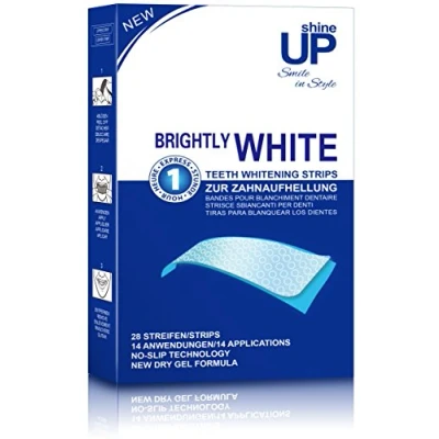Abbildung von shineUP Teeth Whitening strips, Bleaching Stripes zur Zahnaufhellung, Zahnaufheller ohne Peroxid und Zahnempfindlichkeit, 28 No slip White strips